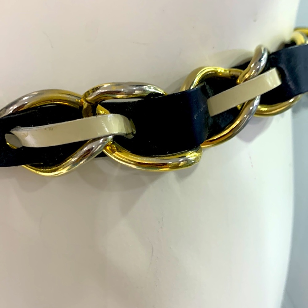 HP🔆VTG90’ Authentic Redwall Moschino White/Black Leather/Chain Belt - Picture 7 of 17